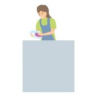 vecteur de dessin animé d'icône de lavage de vaisselle. travaux ménagers propres