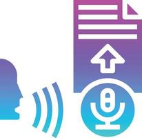 enregistrement de reconnaissance vocale ai intelligence artificielle - icône de dégradé solide vecteur