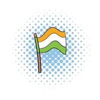 drapeau de l'inde icône dans le style bande dessinée vecteur