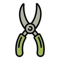 icône de ciseaux de jardinage, style de contour vecteur