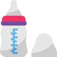 biberon lait accessoires bébé allaitement - icône plate vecteur