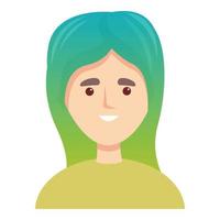 vecteur de dessin animé d'icône de couleur de cheveux vert fille. mode femme