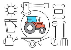 Icônes agricoles linéaires gratuit vecteur