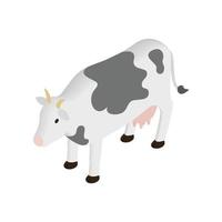icône 3d isométrique de vache tachetée vecteur