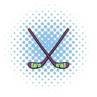 icône de bâtons de hockey, style bande dessinée vecteur