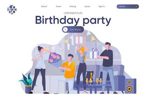 page de destination de fête d'anniversaire avec en-tête vecteur