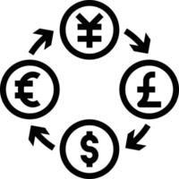 Pièce de monnaie d'échange d'investissement en devises - icône de contour vecteur