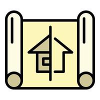 icône de plan de village de maison, style de contour vecteur