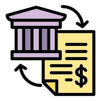 icône de rapport de frais bancaires, style de contour vecteur