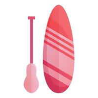 icône de surf sup rouge, style cartoon vecteur