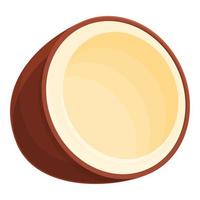 icône de demi-noix de coco, style cartoon vecteur