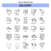 jeu d'icônes de ligne de livraison 25 style de contour en pointillé vecteur