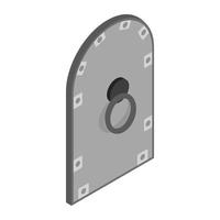 icône de porte en acier voûtée, style 3d isométrique vecteur