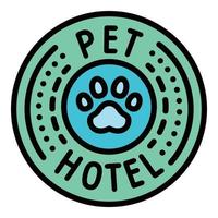 icône d'emblème d'hôtel pour animaux de compagnie, style de contour vecteur