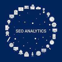 fond d'icône d'analyse de référencement créatif vecteur