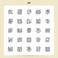 contour 25 seo icon set vecteur ligne style design icônes noires set pictogramme linéaire pack web et mobile business ideas design illustration vectorielle