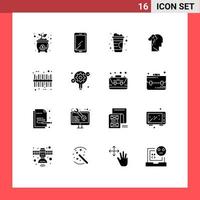 16 icônes créatives signes et symboles modernes de code à barres mélancolie samsung dépression humaine éléments de conception vectoriels modifiables vecteur