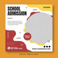 modèle de publication sur les réseaux sociaux d'admission à l'école vecteur