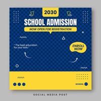 modèle de publication sur les réseaux sociaux d'admission à l'école vecteur