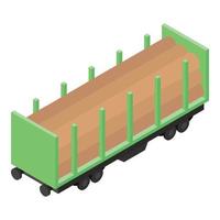 icône de wagon de bois de train, style isométrique vecteur