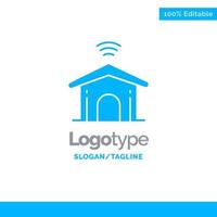 maison électronique technologie intelligente bleu solide logo modèle place pour slogan vecteur