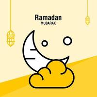 modèle de voeux ramadan kareem croissant islamique et illustration vectorielle de lanterne arabe vecteur