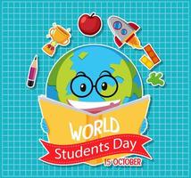 icône de la journée mondiale des étudiants vecteur