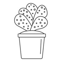 icône de pot de cactus de maison, style de contour vecteur