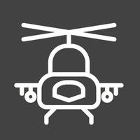 icône inversée de la ligne d'hélicoptère militaire vecteur
