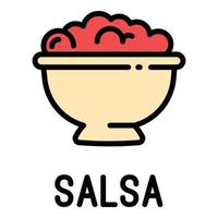 icône de nourriture salsa, style de contour vecteur