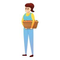 icône de femme agricultrice, style cartoon vecteur