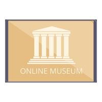 vecteur de dessin animé d'icône de musée en ligne de tablette. tour virtuel