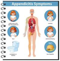 infographie des informations sur les symptômes de l'appendicite vecteur