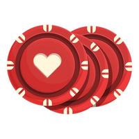 vecteur de dessin animé d'icône de jetons rouges de casino. table de poker