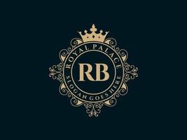 lettre rb logo victorien de luxe royal antique avec cadre ornemental. vecteur