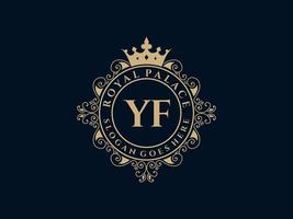 lettre yk logo victorien de luxe royal antique avec cadre ornemental. vecteur