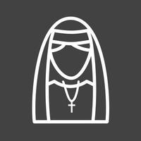Dame en nonne ligne robe icône inversée vecteur