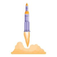 icône de flamme de lancement de vaisseau spatial, style cartoon vecteur