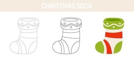 Feuille de traçage et de coloriage de chaussettes de Noël pour les enfants vecteur