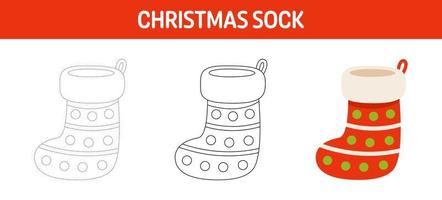 Feuille de traçage et de coloriage de chaussettes de Noël pour les enfants vecteur