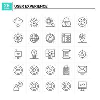 25 icônes d'expérience utilisateur définies fond vectoriel