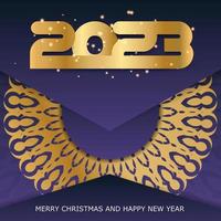 Bonne année 2023 fond festif. couleur bleu et or. vecteur