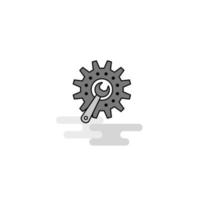 icône web de réglage d'engrenage ligne plate remplie vecteur d'icône grise