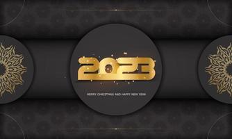 couleur noir et or. bonne année 2023 carte de voeux. vecteur