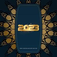 Affiche de voeux de bonne année 2023. couleur bleu et or. vecteur