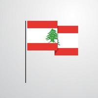 liban agitant le drapeau vecteur de conception