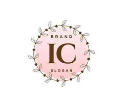 logo féminin initial ic. utilisable pour les logos nature, salon, spa, cosmétique et beauté. élément de modèle de conception de logo vectoriel plat.