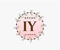 initiale iy logo féminin. utilisable pour les logos nature, salon, spa, cosmétique et beauté. élément de modèle de conception de logo vectoriel plat.