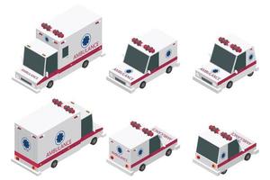 ensemble d'ambulance isométrique vecteur