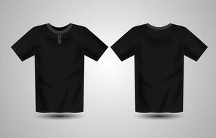 modèle de chemise henley noir réaliste vecteur